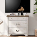 Farmhouse TV Stand with 3 Drawers, Wood Entertainment Center with Large Storage for Living Room