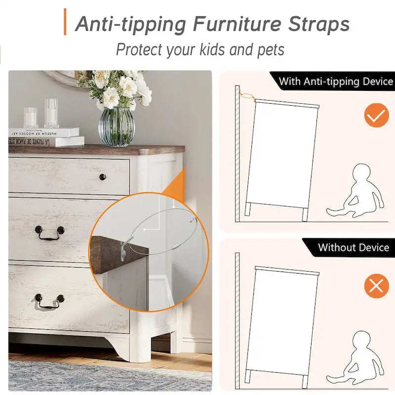 Farmhouse TV Stand with 3 Drawers, Wood Entertainment Center with Large Storage for Living Room