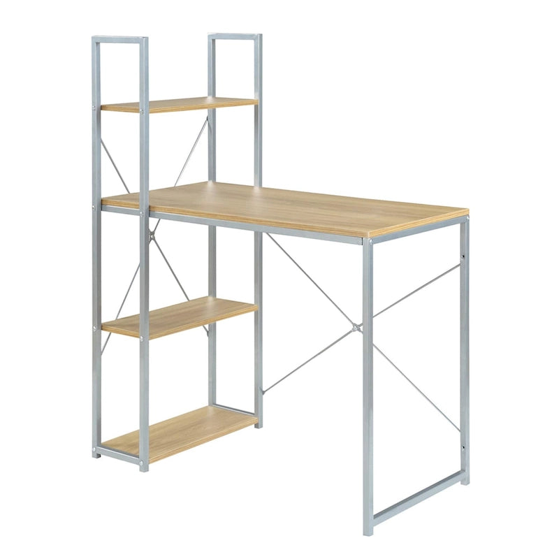 Office Workstation Desk with 4-Tier Shelves