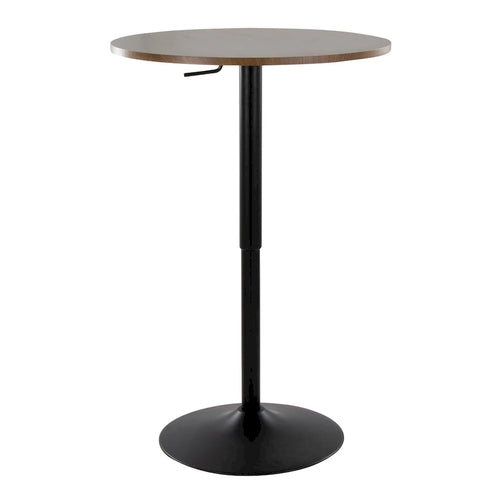 27-inch Adjustable Height Bar Table with Wood Top & Chrome Base