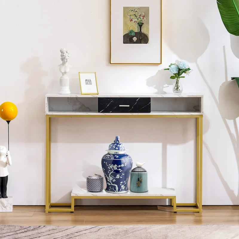 Console Table, Entryway Table with Shoe Storage, Narrow Long Sofa Table