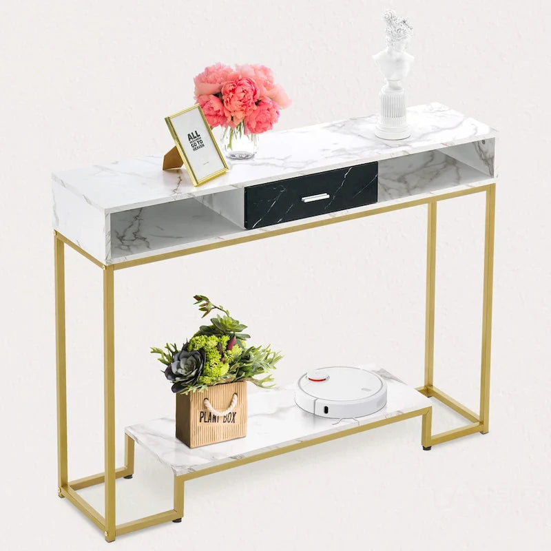 Console Table, Entryway Table with Shoe Storage, Narrow Long Sofa Table